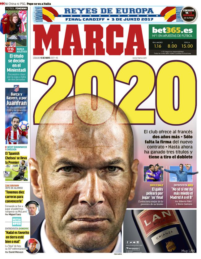 《马卡报》：皇马将续约齐达内至2020年